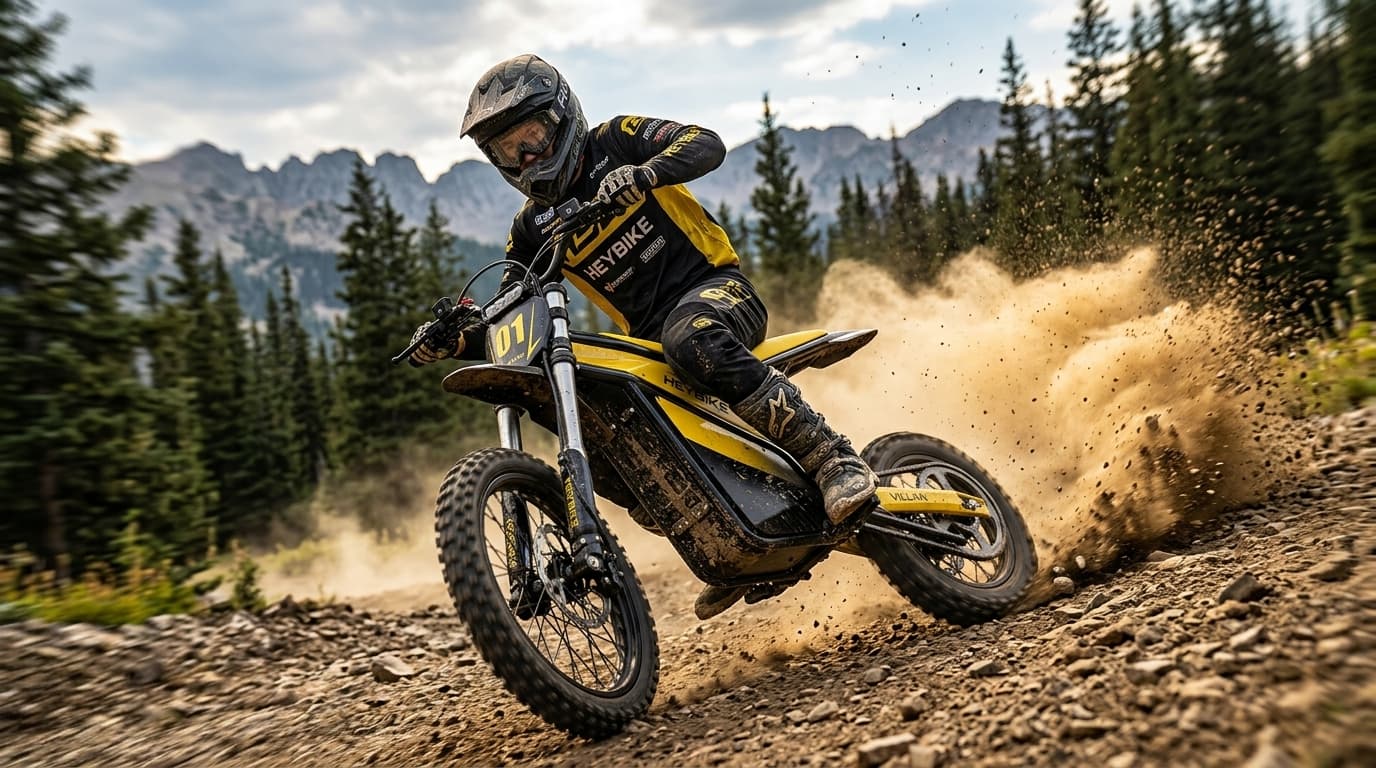 Beginner riding the Heybike Villain electric dirt bike